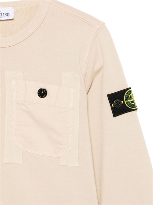 Felpa bambino Stone Island ecru con logo badge STONE ISLAND KIDS | 6100017S0040V0090